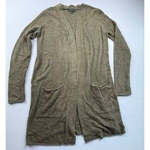 Barefoot Dreams CozyChic Lite Cardigan Olive Green Open Front Pocket NOWCL1327 S